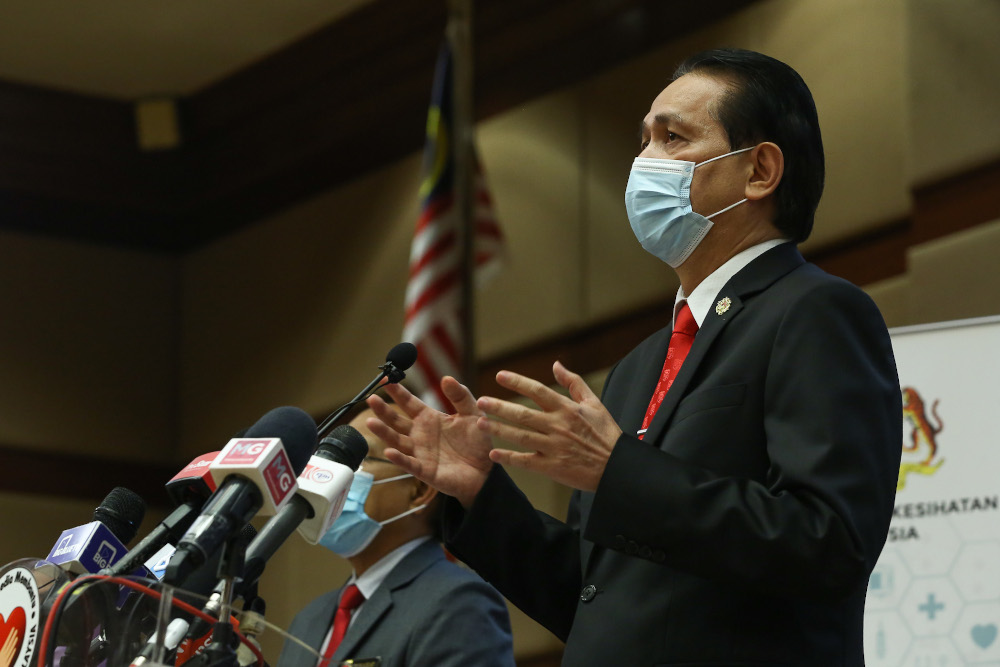 Health Director-General Tan Sri Dr Noor Hisham Abdullah speaks during a press conference in Putrajaya on November 11, 2020. u00e2u20acu201d Picture by Yusof Mat Isa