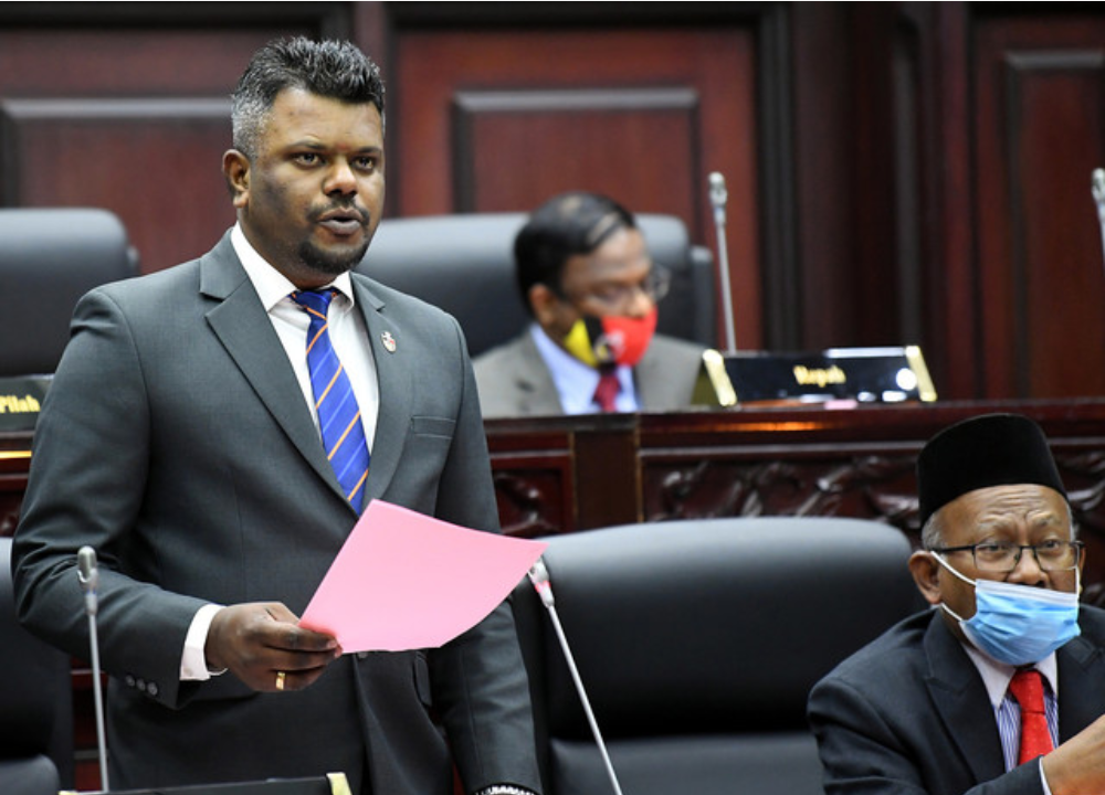 State Human Resources, Plantation and Non-Muslim Affairs Action Committee chairman J. Arul Kumar (left) at the Negri Sembilan State Assembly in Seremban September 3, 2020. u00e2u20acu201d Bernama pic