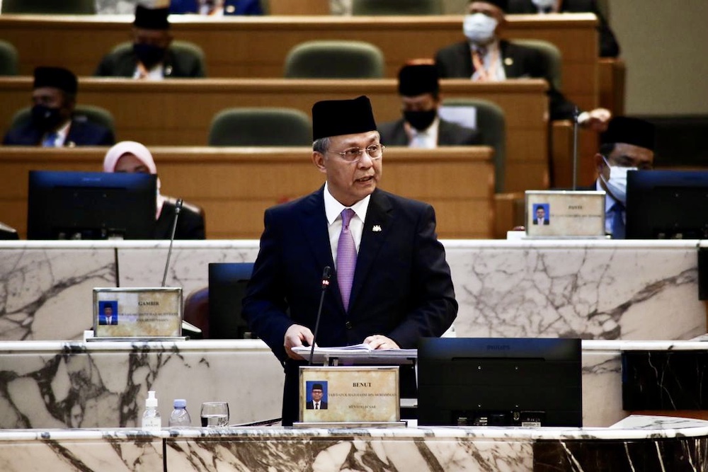 Johor Mentri Besar Datuk Hasni Mohammad speaks in the state legislative assembly today. u00e2u20acu201d Picture by Johor Mentri Besaru00e2u20acu2122s Office