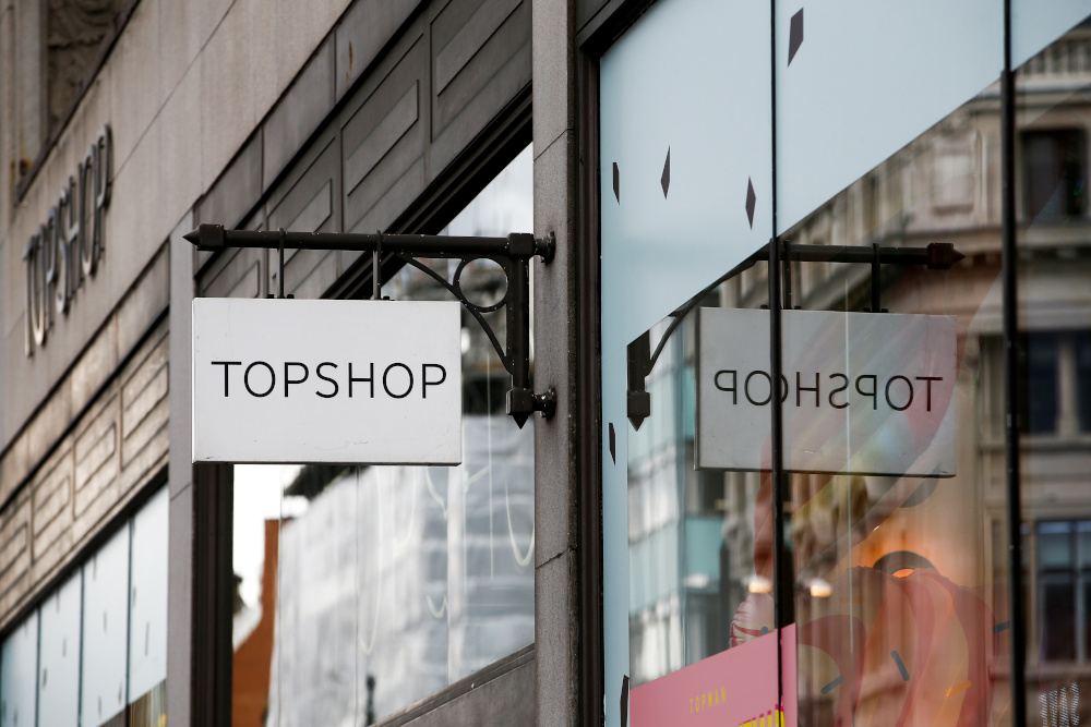 Signage can be seen outside a Topshop and Topman store, owned by Arcadia Group, in central London, Britain June 5, 2019. u00e2u20acu201d Reutersnn