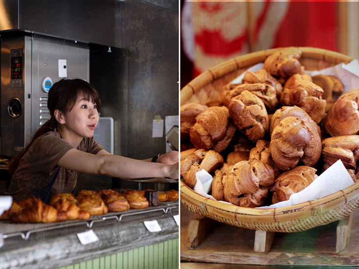 Cafés and 'kissatens' offer a variety of baked autumnal pastries such as  'shu-cream' filled with chestnut purée