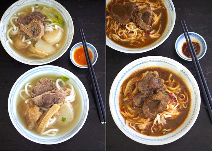 If you like lighter beef flavours with a slight sweetness, the daikon beef brisket soup noodles will hit the perfect spot (left). Warm yourself during the rainy weather with their spicy soup beef noodles (right)
