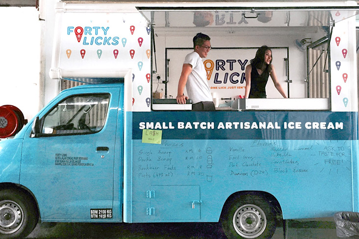 The friendly crew inside the Forty Licks Ice Cream truck which has since been sold