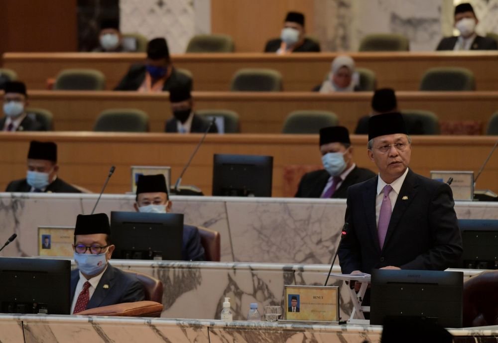 Johor Mentri Besar Datuk Hasni Mohammad tables Johor Budget 2021 at the state assembly in Kota Iskandar November 26, 2020. u00e2u20acu201d Bernama pic