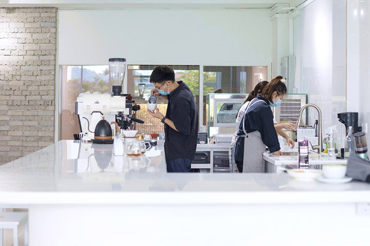 The interior of Cold Blue almost resembles a clinical laboratory
