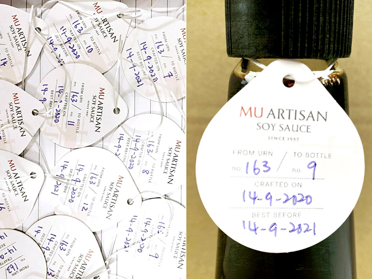 Customers are kept informed of the fermentation urn number and the bottle number of each bottle of soy sauce