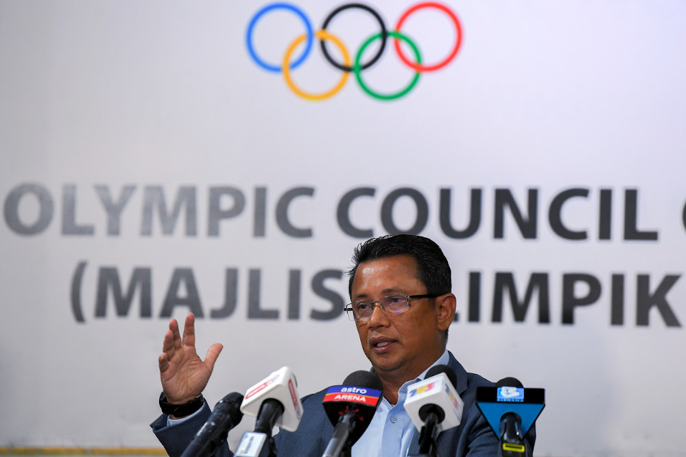 OCM president Tan Sri Mohamad Norza Zakaria at a press conference after the SEA Sports Federation Council (SEAGF) Meeting at Wisma Olimpik Malaysia in Kuala Lumpur, November 20, 2020. u00e2u20acu201d Bernama pic 