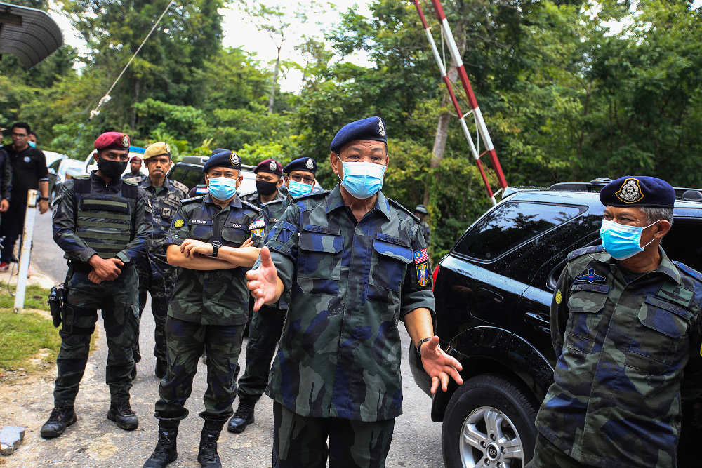 Inspector-General of Police Tan Sri Abdul Hamid Bador arrives at Taman Radzi PGA Post in Padang Besar, Perlis November, 24, 2020. u00e2u20acu201d Picture by Sayuti Zainudin