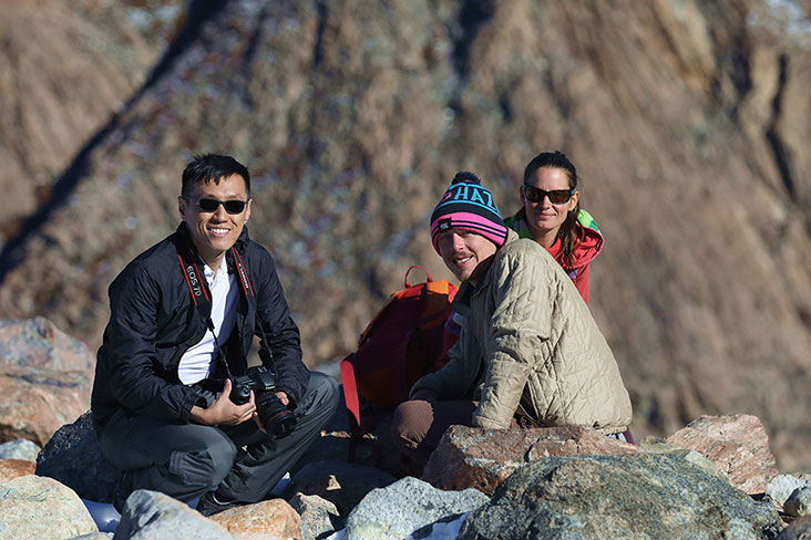 Taking a break from a day-long hike in Patagonia, South America.