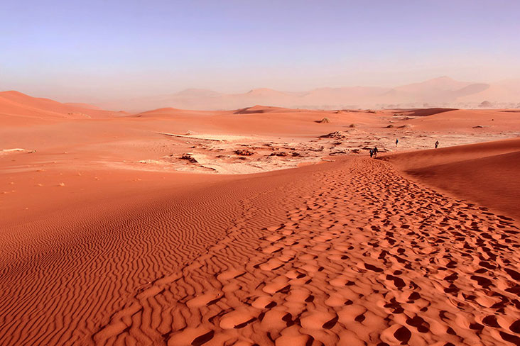 The red sand dunes of the Namib Desert, Namibia.