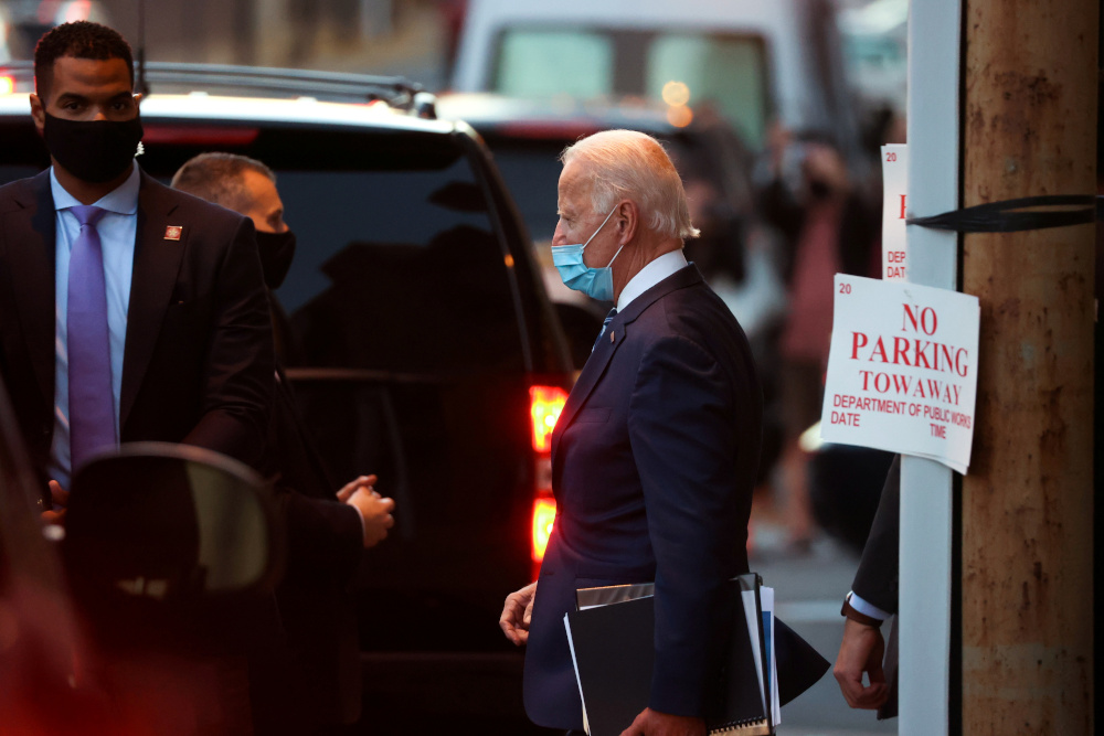 US President-elect Joe Biden departs after spending the day at the theatre serving as his transition headquarters in Wilmington, Delaware, November 10, 2020. u00e2u20acu201d Reuters picnn