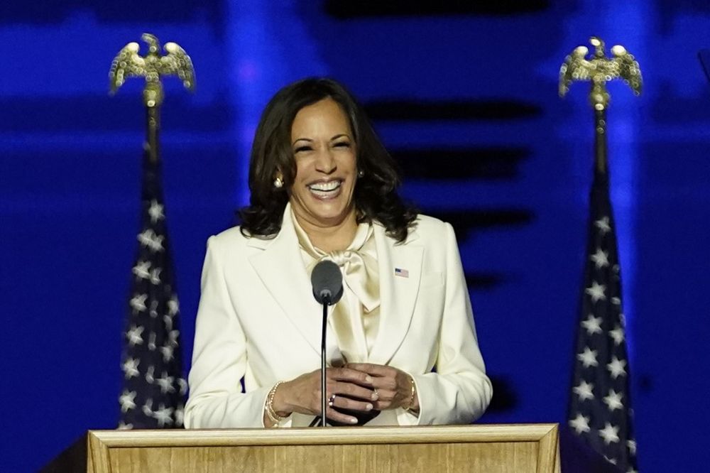 Vice President-elect Kamala Harris delivers remarks in Wilmington, Delaware, on November 7, 2020, after being declared the winners of the presidential election. u00e2u20acu201d AFP pic