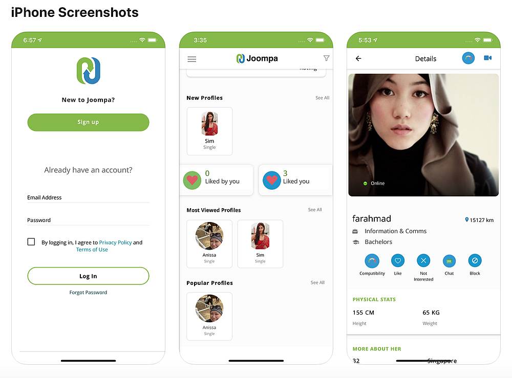 Joompa is gearing up to become the go-to app for single Muslims looking for love. — Screengrab from Joompa on iTunes store