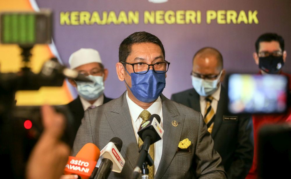 Perak Mentri Besar Datuk Seri Ahmad Faizal Azumu speaks to the press at the State Secretariat Building in Ipoh November 18, 2020. u00e2u20acu201d Picture by Farhan Najib