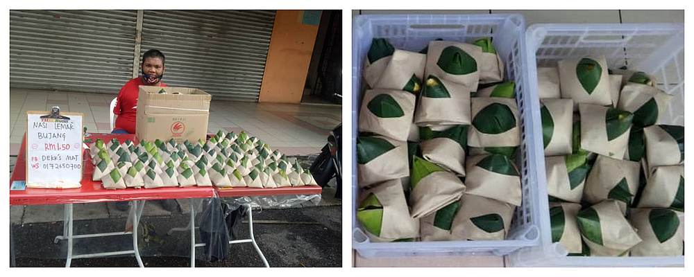 Mohamad Nor Abdullah collects nasi lemak packets from his friend everyday and sells a packet for RM1.50. u00e2u20acu201d Picture courtesy of Mohamad Nor Abdullah