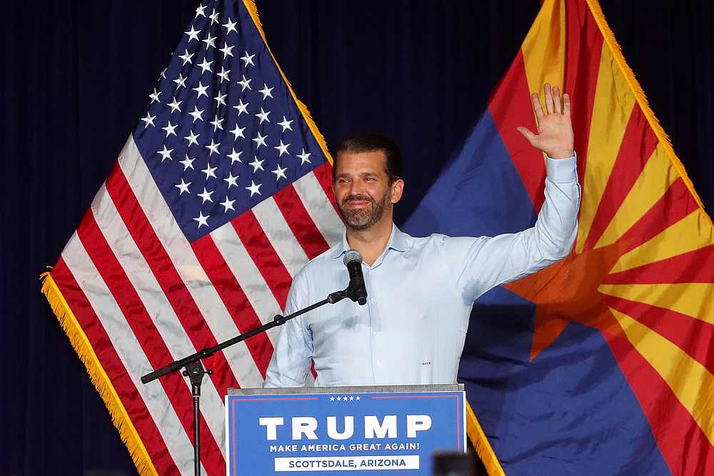 Donald Trump Jr during a campaign rally for US President Donald Trump ahead of Election Day, in Scottsdale, Arizona November 2, 2020. u00e2u20acu201d Reuters pic