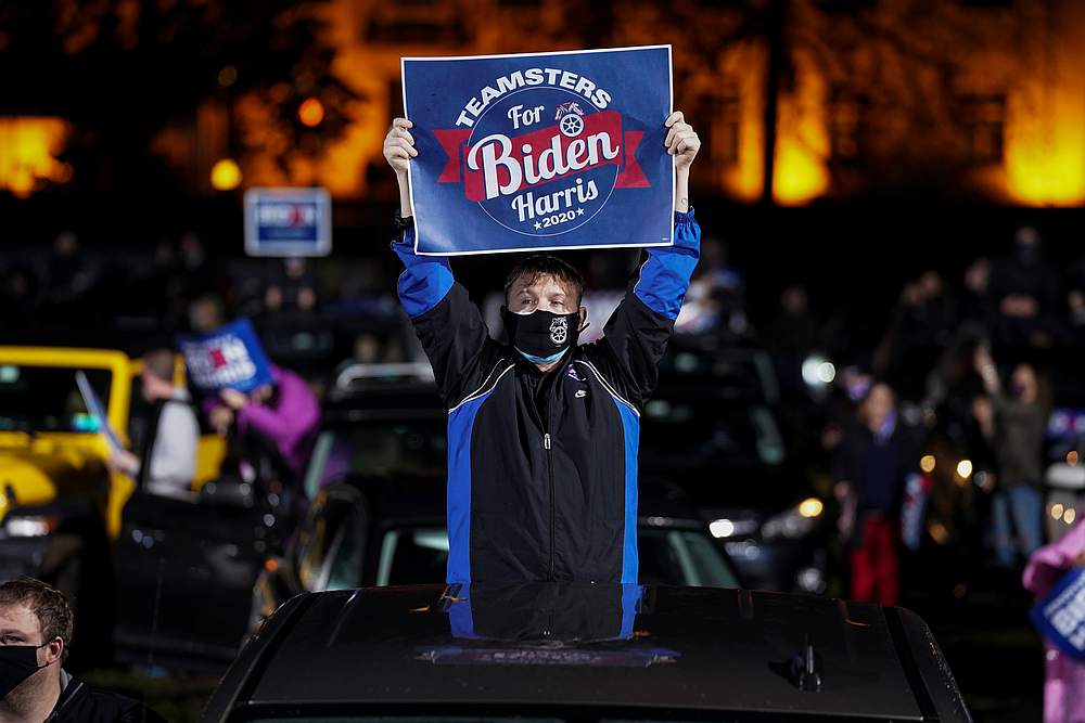 Supporters of US Democratic presidential candidate Joe Biden and vice presidential nominee Kamala Harris take part in a drive-in campaign rally in Philadelphia, Pennsylvania November 1, 2020. u00e2u20acu201d Reuters pic