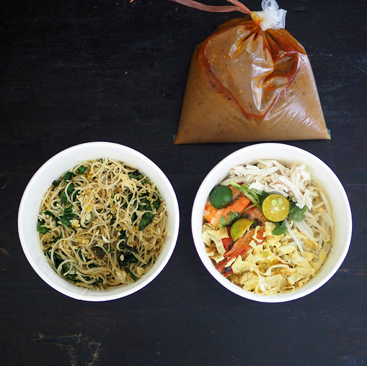 The noodles are all labelled for easy identification