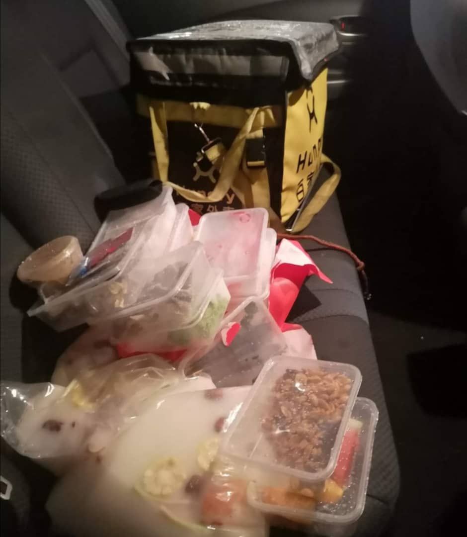 Luckily, none of the food was damaged. — Photo via Facebook/ Kian Kee Teh