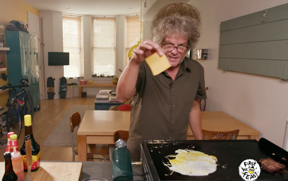 Motz said the most difficult part of making a Ramly burger for him was cooking the egg properly. — Screengrab from YouTube/First We Feast