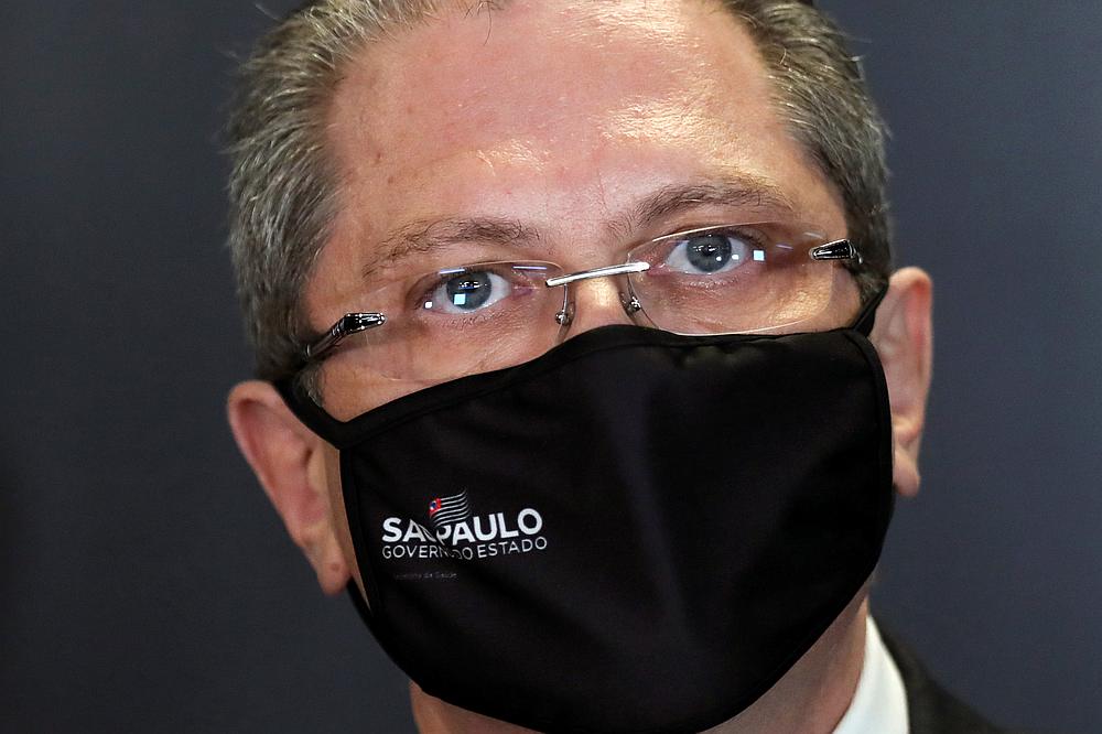 Brazil's Sao Paulo Health Secretary Jean Gorinchteyn wears a protective mask during a news conference about China's Sinovac, a Covid-19 vaccine, at Instituto Butantan in Sao Paulo, Brazil November 10, 2020.  u00e2u20acu201d Reuters pic