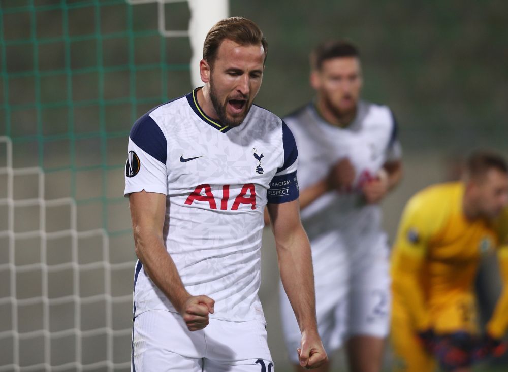 nTottenham Hotspur's Harry Kane celebrates scoring their first goal against PFC Ludogorets Razgrad at the Ludogorets Arena, Razgrad November 5, 2020. u00e2u20acu201d Reuters  picn