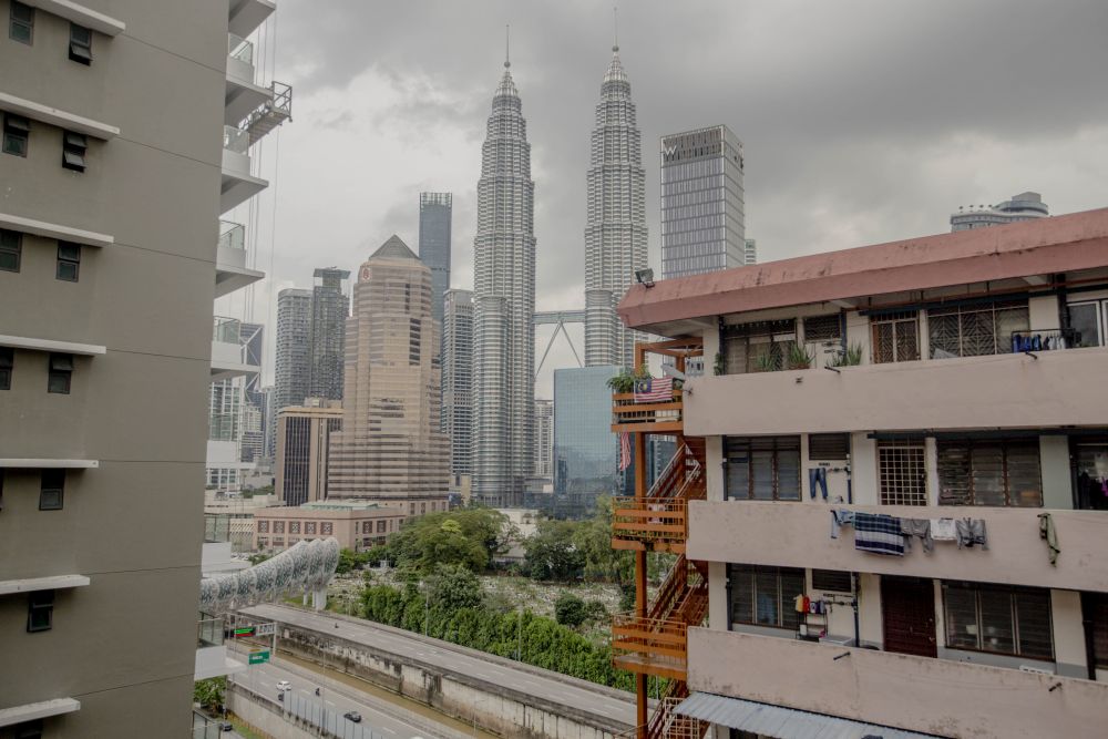 The Petronas Twin Towers are seen from Flat Pkns Kampung Baharu in Kuala Lumpur November 5, 2020. u00e2u20acu201d Picture by Firdaus Latif