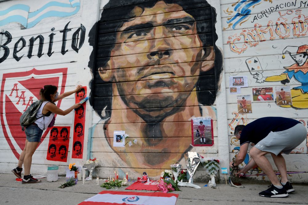 People gather to mourn the death of football legend Diego Maradona, outside the Diego Amrando Maradona stadium, in Buenos Aires November 25, 2020. u00e2u20acu201d Reuters pic