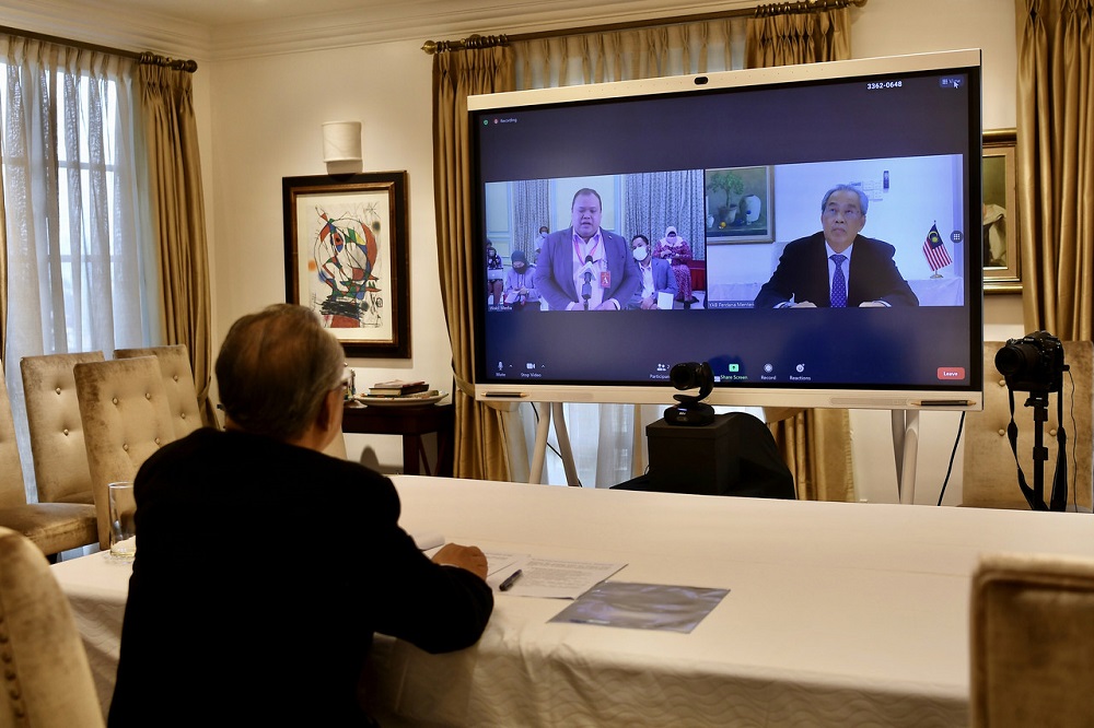 Prime Minister Tan Sri Muhyiddin Yassin attends an interview with Bernama and local television stations in Putrajaya November 4, 2020. u00e2u20acu2022 Bernama pic