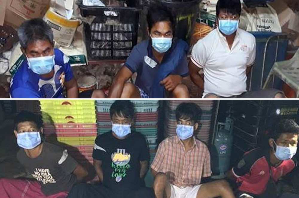 The seven Myanmar nationals arrested in the Immigration and Checkpoints Authority's joint operation November 9, 2020. u00e2u20acu201d Singapore Immigration and Checkpoints Authority pic via TODAY