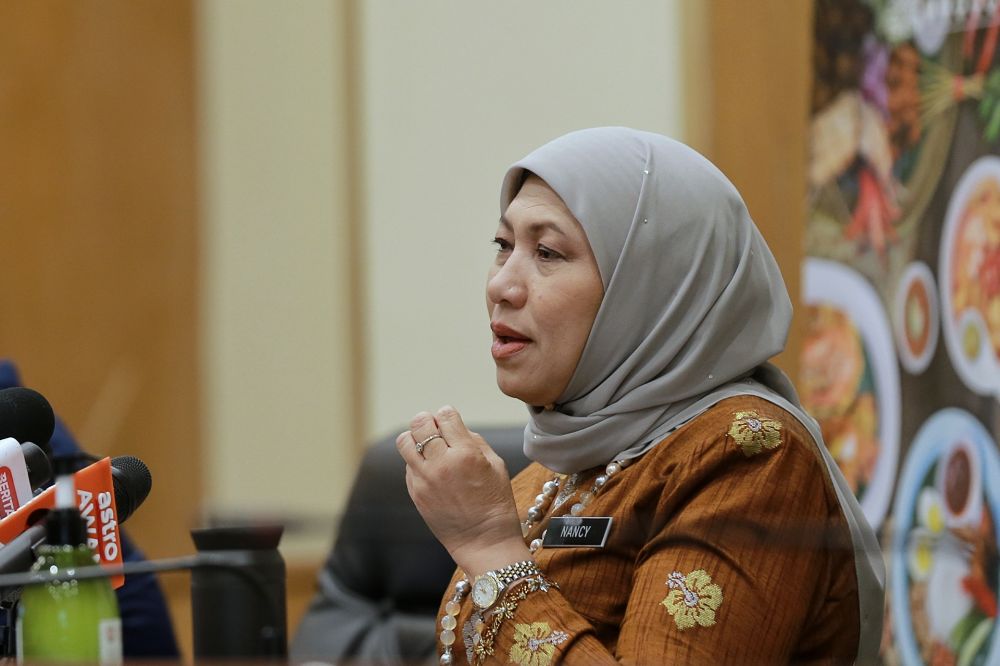 Minister of Tourism, Arts and Culture Datuk Seri Nancy Shukri speaks to reporters during a press conference in Kuala Lumpur November 17, 2020. u00e2u20acu201d Picture by Ahmad Zamzahuri