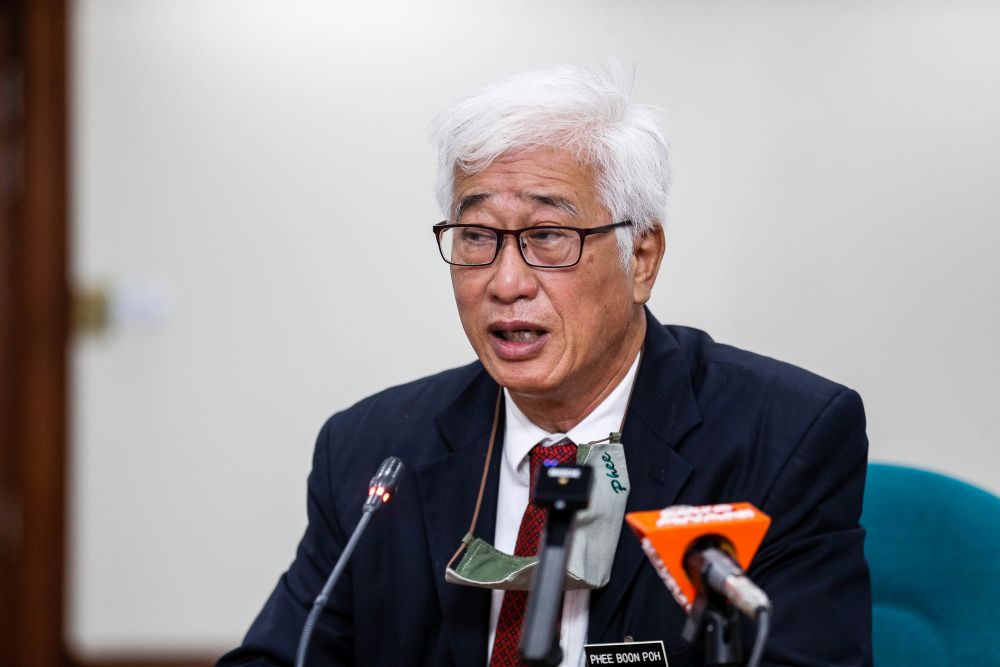 Penang state exco Phee Boon Poh speaks to the press at the Caring Society Complex in Komtar, George Town November 18, 2020. u00e2u20acu201d Picture by Sayuti Zainudin