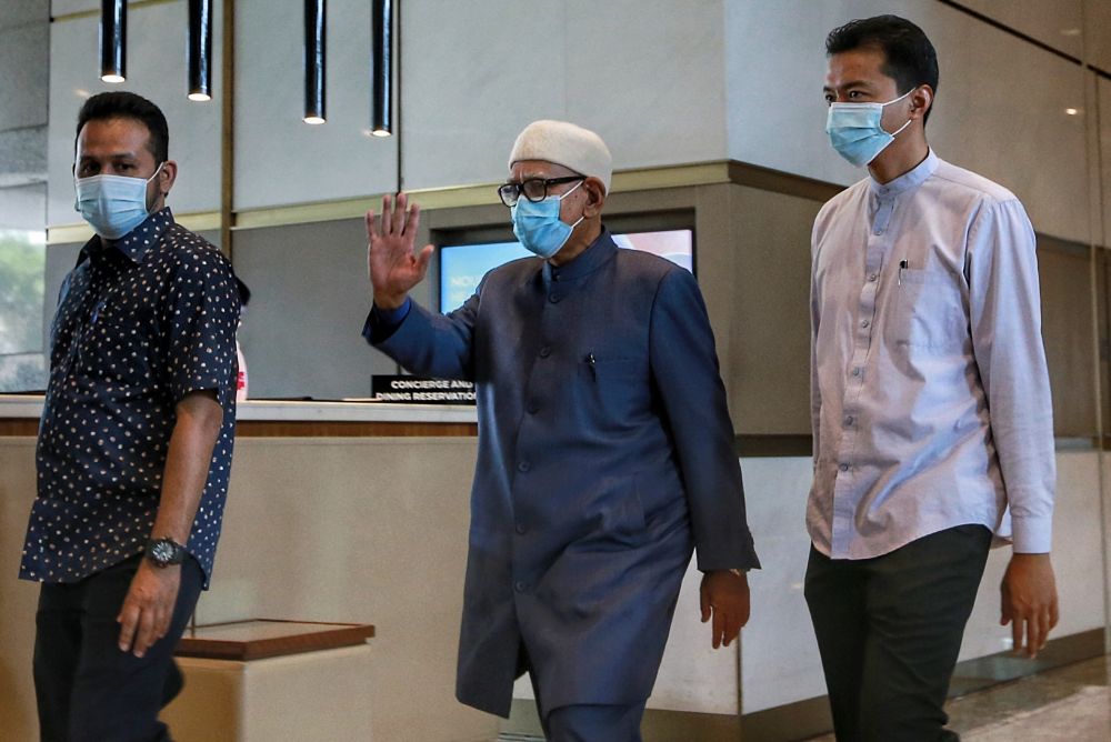 PAS president Datuk Seri Abdul Hadi Awang is pictured at Hilton Kuala Lumpur for a meeting with Perikatan Nasional leaders November 1, 2020. u00e2u20acu201d Picture by Ahmad Zamzahuri