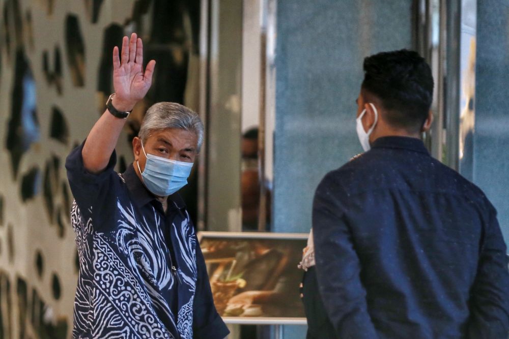 Umno president Datuk Seri Ahmad Zahid Hamidi is pictured at Hilton Kuala Lumpur for a meeting with Perikatan Nasional leaders November 1, 2020. — Picture by Ahmad Zamzahuri