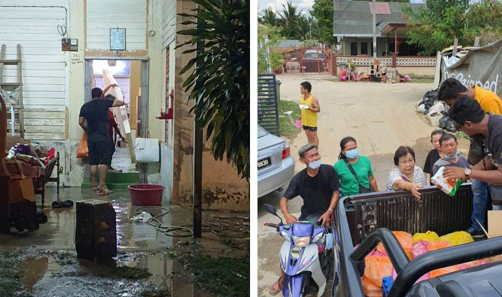 Volunteers from the Seremban Sikh temple distributing mattresses and items to villagers in Kampung Singh and neighbouring villagers. u00e2u20acu201d Pictures by Darshan Singh