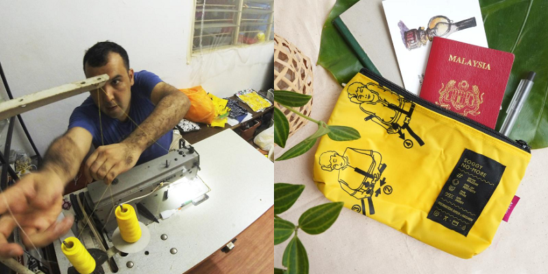 Qasem has been making the bags for the past two years at his flat in Ampang. ― Picture courtesy of Air Asia Foundation