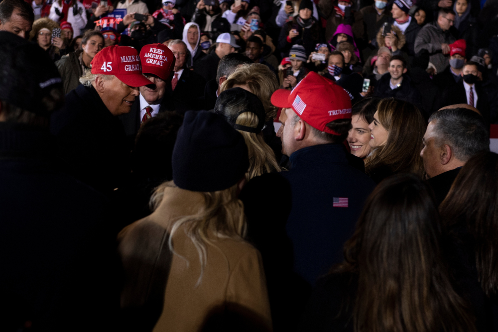 US President Donald Trump leaves after speaking at his final Make America Great Again rally of the 2020 US Presidential campaign at Gerald R. Ford International Airport November 3, 2020, in Grand Rapids, Michigan. u00e2u20acu201d AFP picnn