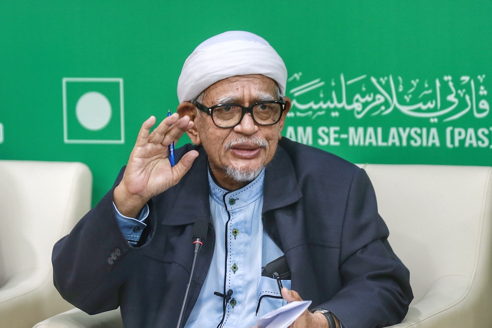 PAS President Datuk Seri Abdul Hadi Awang speaks during a dialogue session with the media at the PAS headquarters in Kuala Lumpur December 13, 2020. u00e2u20acu201d Picture by Ahmad Zamzahuri