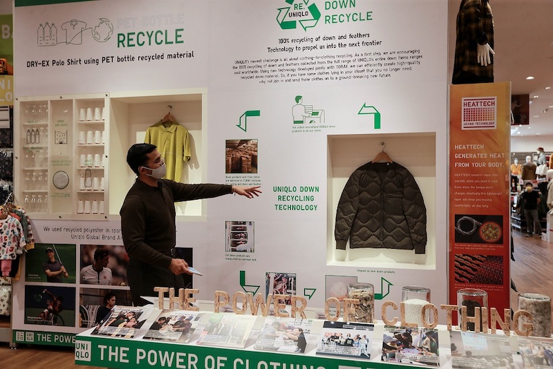 Drop off your secondhand Uniqlo garments at the Sustainability Corner. — Picture by Ahmad Zamzahuri