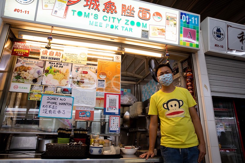 Loo Boon Kiat, 35, the owner of Tom’s City Zoom Mee Pok Tar stall at the Ghim Moh food centre. — TODAY pic