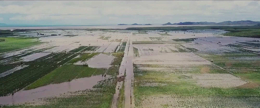 A view shows partially flooded land in the aftermath of Cyclone Yasa in Wailevu, Vanua Levu, Fiji December 18, 2020, in this still image from drone video obtained via social media. u00e2u20acu201d Swavikash Mudaliar via Reuters 