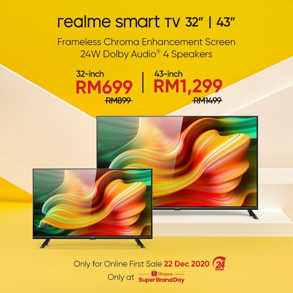 Both 32″ and 43″ Realme Smart TVs feature a bezel-less Ultra Bright LED Display that boasts a Chroma Boost engine. — SoyaCincau pic