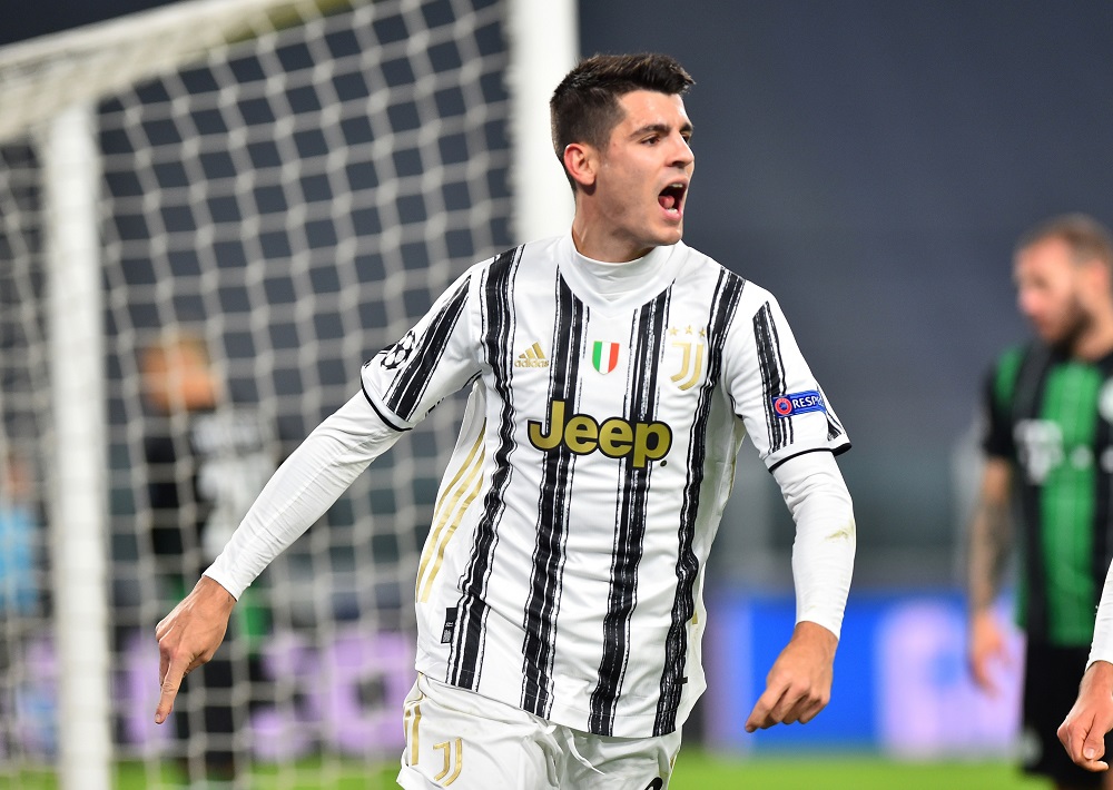 Juventus' Alvaro Morata celebrates scoring their second goal against Ferencvaros at the Allianz Stadium in Turin November 24, 2020. u00e2u20acu201d Reuters pic