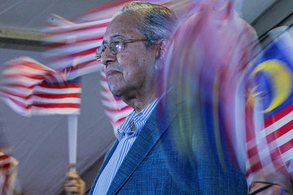 Tun Dr Mahathir Mohamad announces his newest political party, Pejuang on August 12, 2020. ― Picture by Hari Anggara