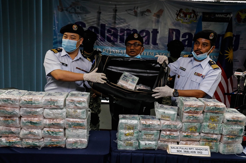 Penang Maritime State Director Capt Abd Razak Mohamed (centre) during a press conference held at the Penang Malaysian Maritime Enforcement Agency headquarters in George Town December 7, 2020. u00e2u20acu201d Picture by Sayuti Zainudin