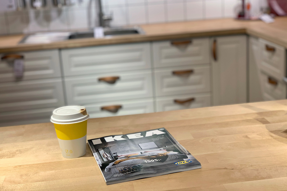 A left-behind coffee cup sits next to the 2021 catalogue on a showroom kitchen counter at an IKEA store on the outskirts of Stockholm, Sweden December 5, 2020. u00e2u20acu201d Reuters pic