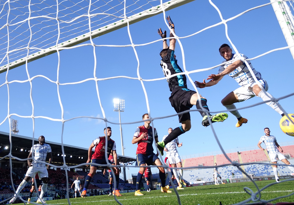 Inter Milan's Danilo D'Ambrosio scores their second goal against Cagliari at the Sardegna Arena, Cagliari, Italy December 13, 2020. u00e2u20acu201d Reuters pic 