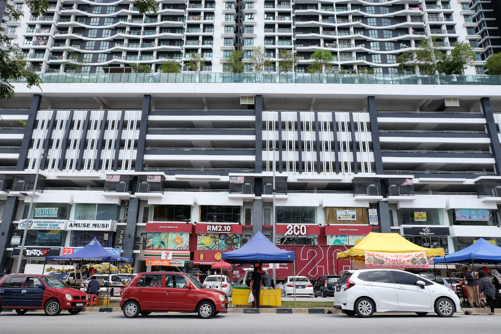 A general view of roadside stalls in front of the Kuala Lumpur Traders Square December 28, 2020. 