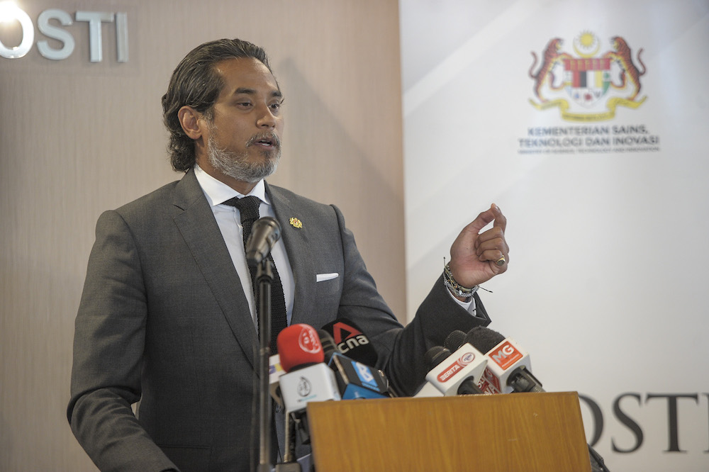 Minister of Science, Technology, and Innovation Khairy Jamaluddin speaks during the Mosti press conference in Putrajaya December 23, 2030. u00e2u20acu201d Picture by Shafwan Zaidon