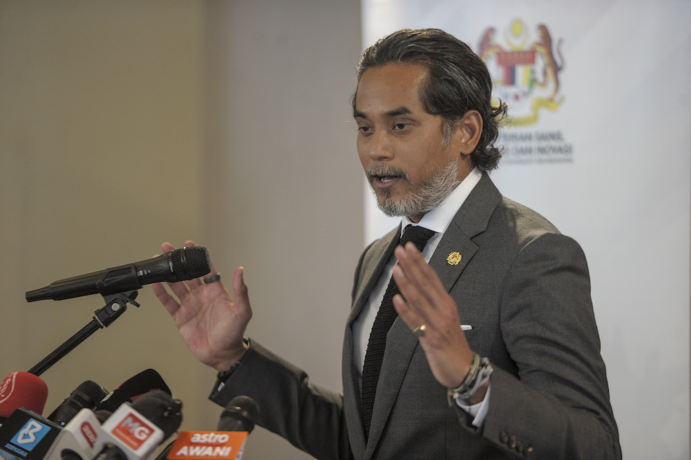 Minister of Science, Technology, and Innovation Khairy Jamaluddin speaks during the Mosti press conference in Putrajaya December 23, 2030. u00e2u20acu201d Picture by Shafwan Zaidon